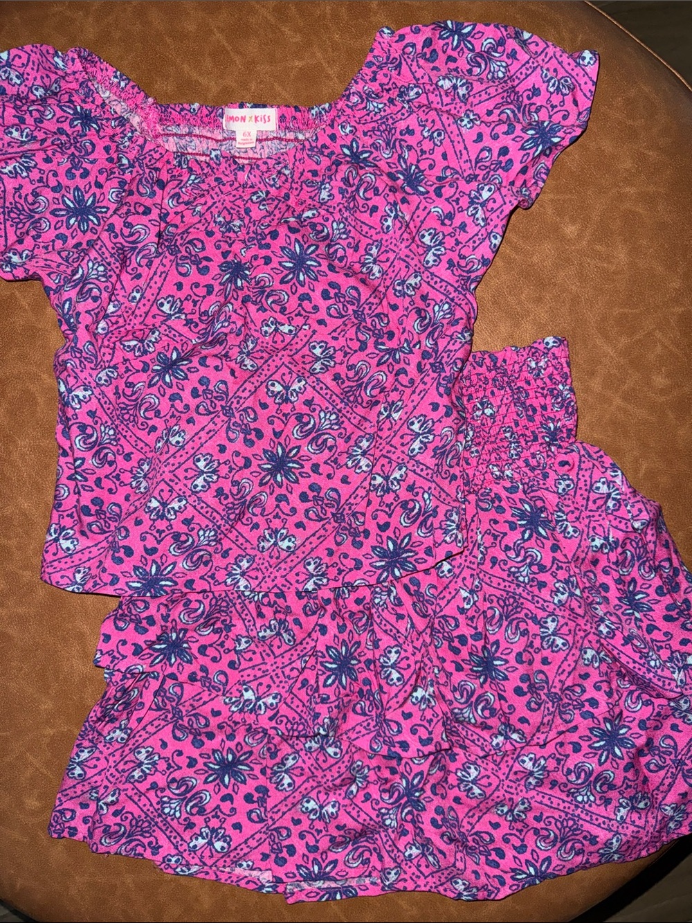 Lemon Kiss Girls Small 6x Pink Floral Two-Piece Skort Set
